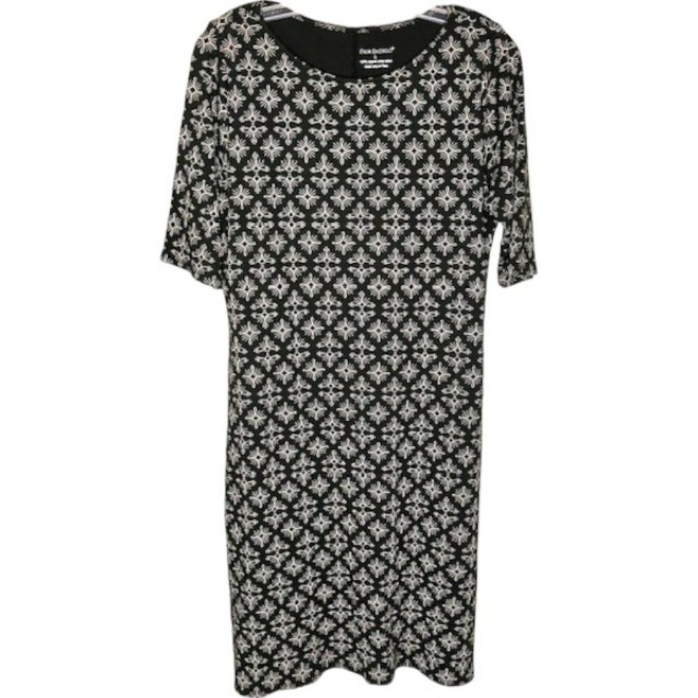 Fair Indigo 100% Organic Pima Cotton T-shirt Dress - Navy/White - L